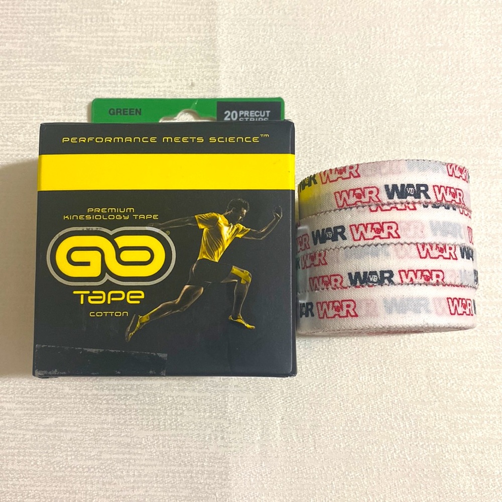 GO TAPE; 20 Pre-cut Strips & (4) WAR TAPES; Easy Tear for Athletic Fighter